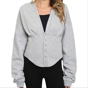 Athleisure Wear Corset Hoodie Jacket Gray Various Sizes